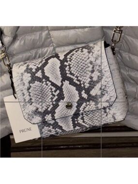 Prune White and Gray Snake-Print Crossbody Bag